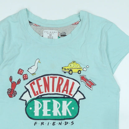 Womens UK Size XS Friends Blue Basic T-Shirt