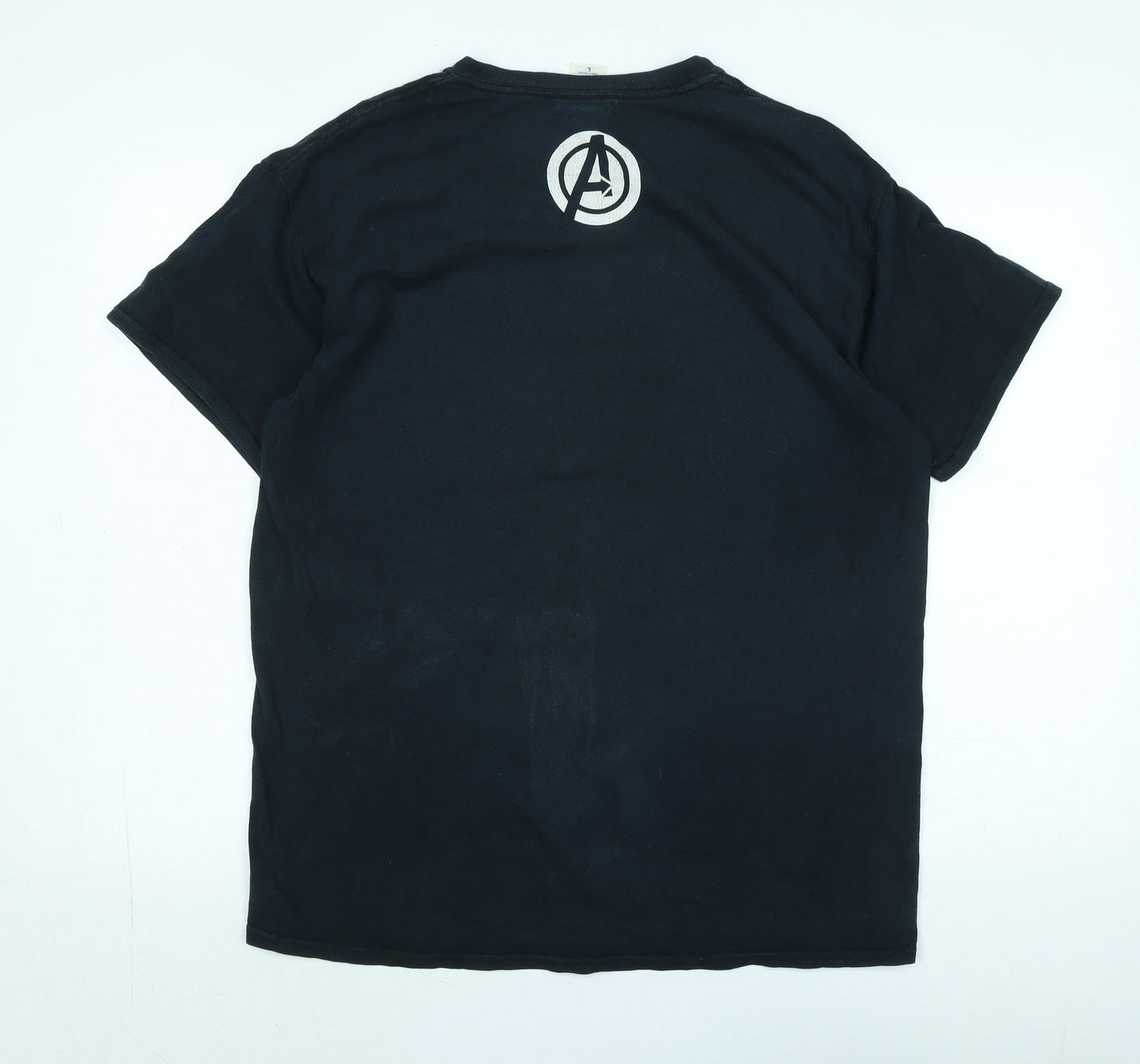 The Avengers Mens Black Cotton T-Shirt Size L Crew Neck - Logo - The Avengers