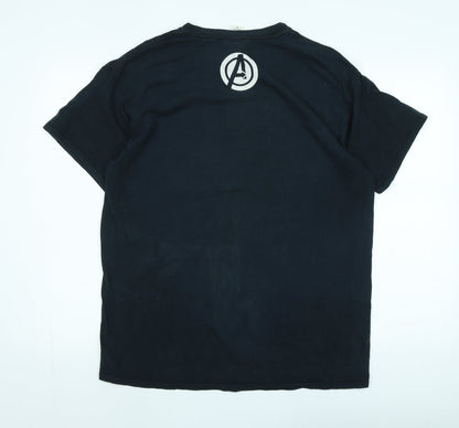 The Avengers Mens Black Cotton T-Shirt Size L Crew Neck - Logo - The Avengers