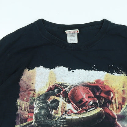 The Avengers Mens Black Cotton T-Shirt Size L Crew Neck - Logo - The Avengers