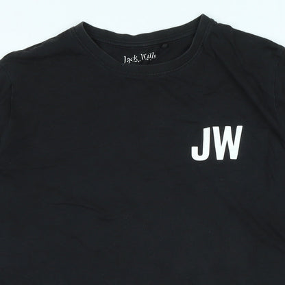 Jack Wills Mens Black Cotton T-Shirt Size S Crew Neck - Logo