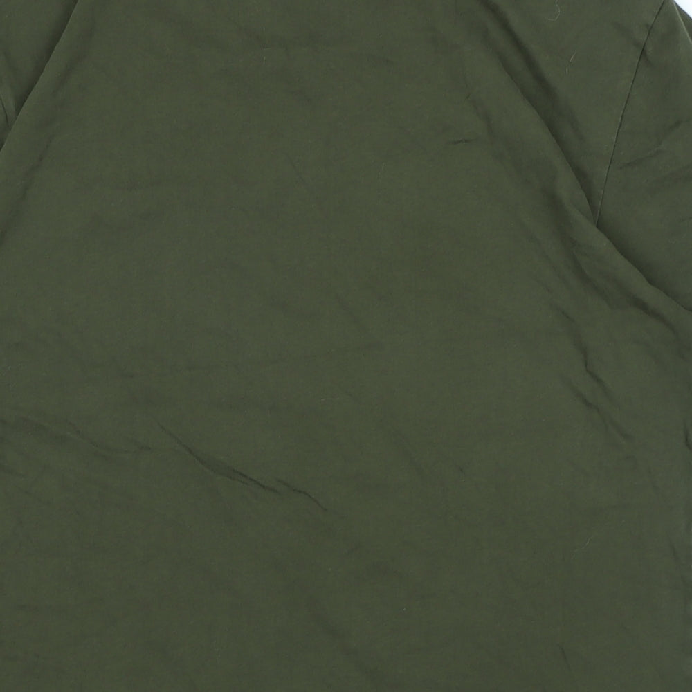 Blend Womens Green Cotton Basic T-Shirt Size L Scoop Neck - Logo
