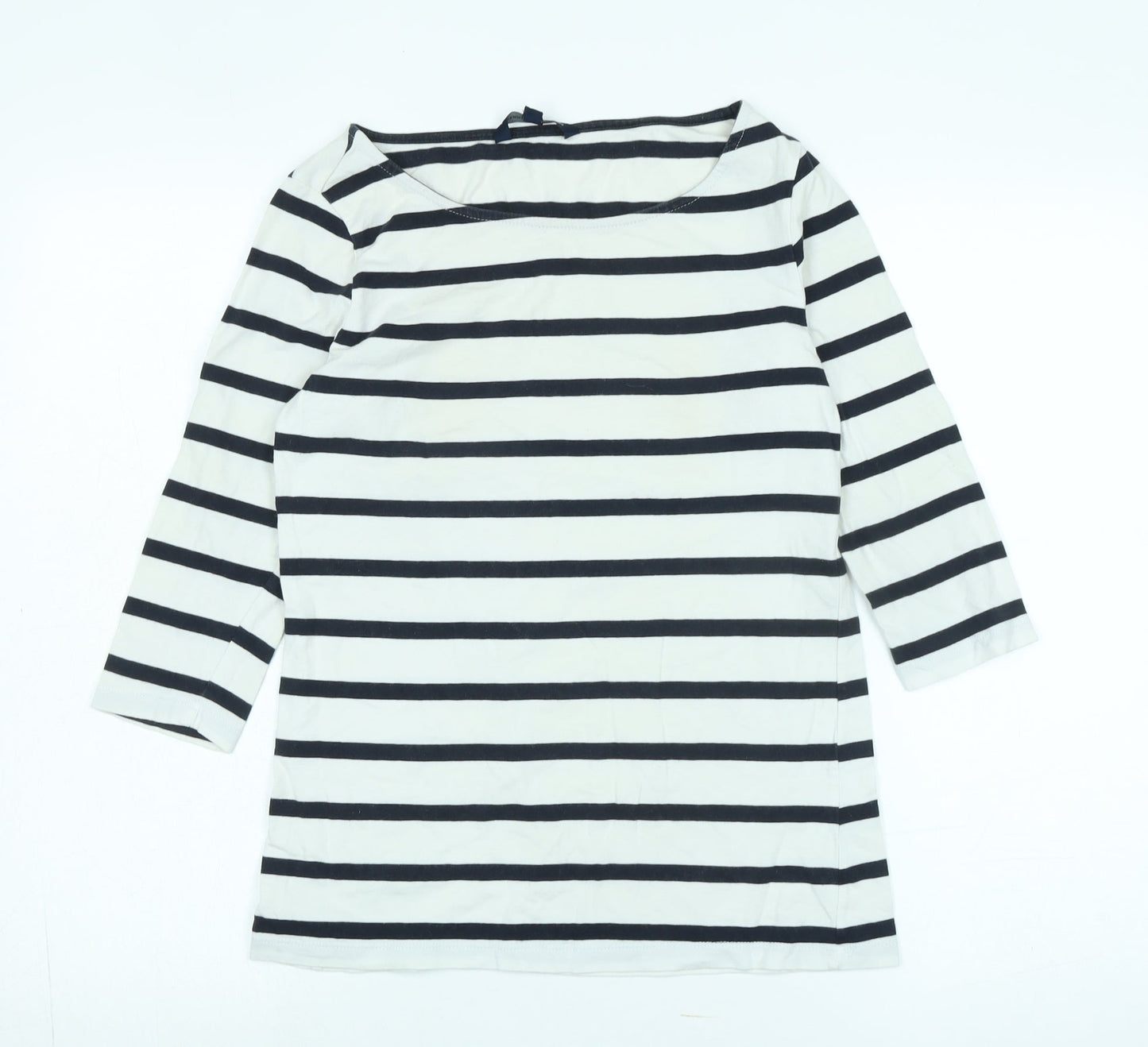 French Connection Womens White Cotton Jersey T-Shirt Size M Boat Neck - Logo