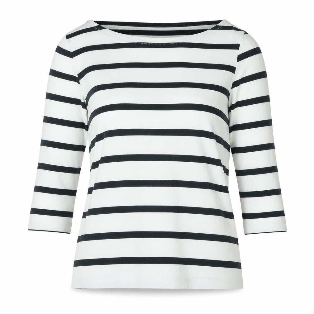 French Connection Womens White Cotton Jersey T-Shirt Size M Boat Neck - Logo