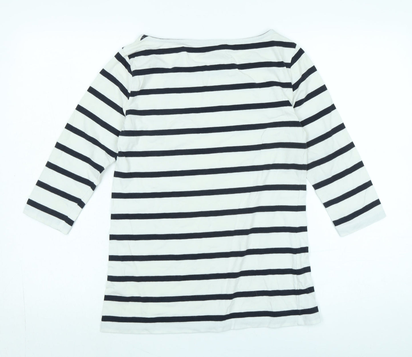 French Connection Womens White Cotton Jersey T-Shirt Size M Boat Neck - Logo