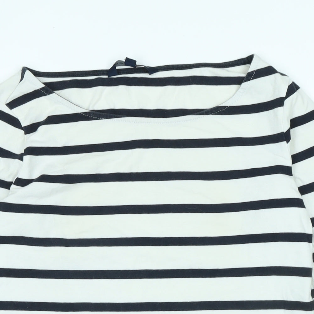 French Connection Womens White Cotton Jersey T-Shirt Size M Boat Neck - Logo