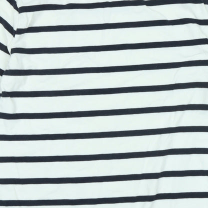 French Connection Womens White Cotton Jersey T-Shirt Size M Boat Neck - Logo