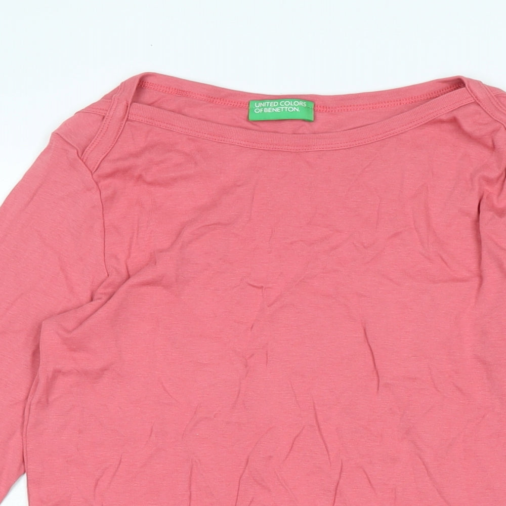 Womens UK Size M United Colors of Benetton Pink Jersey T-Shirt
