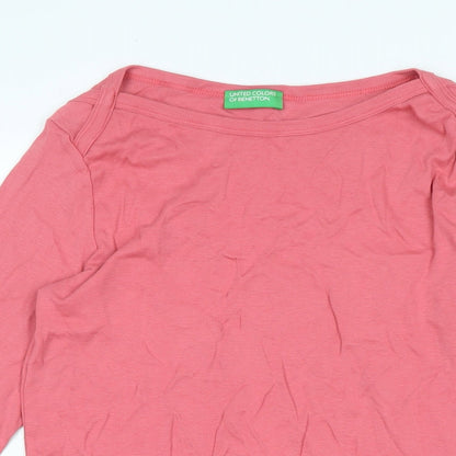Womens UK Size M United Colors of Benetton Pink Jersey T-Shirt