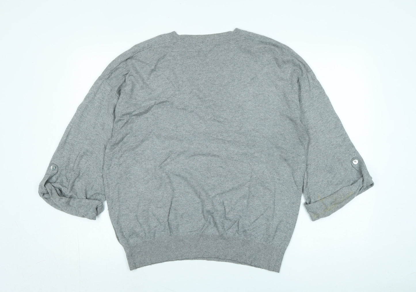 Autograph Womens Grey V-Neck Viscose Pullover Jumper Size 16 - Logo