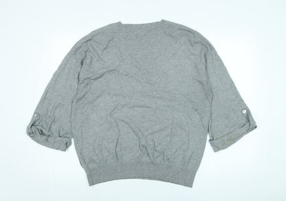 Autograph Womens Grey V-Neck Viscose Pullover Jumper Size 16 - Logo