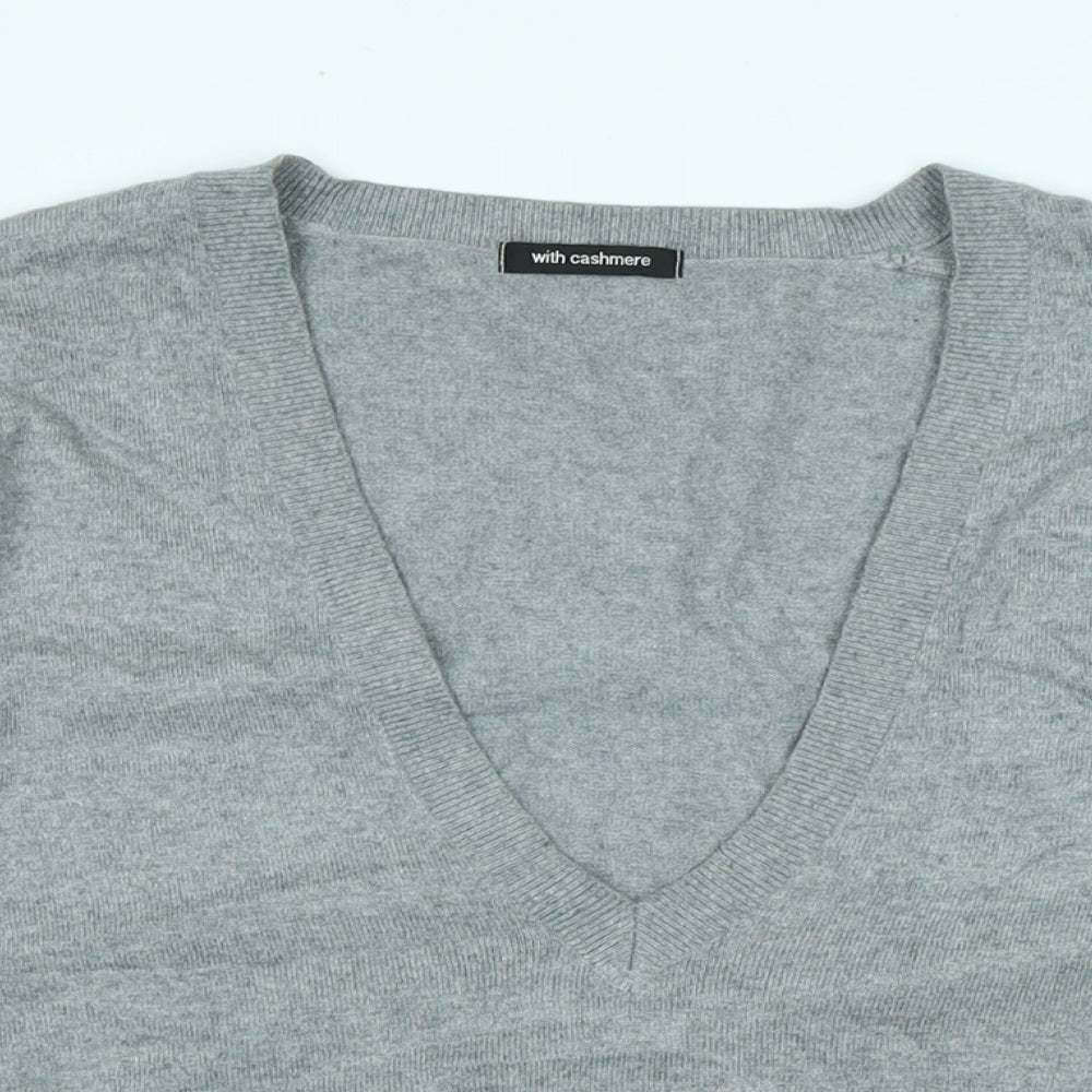 Autograph Womens Grey V-Neck Viscose Pullover Jumper Size 16 - Logo