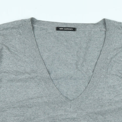 Autograph Womens Grey V-Neck Viscose Pullover Jumper Size 16 - Logo
