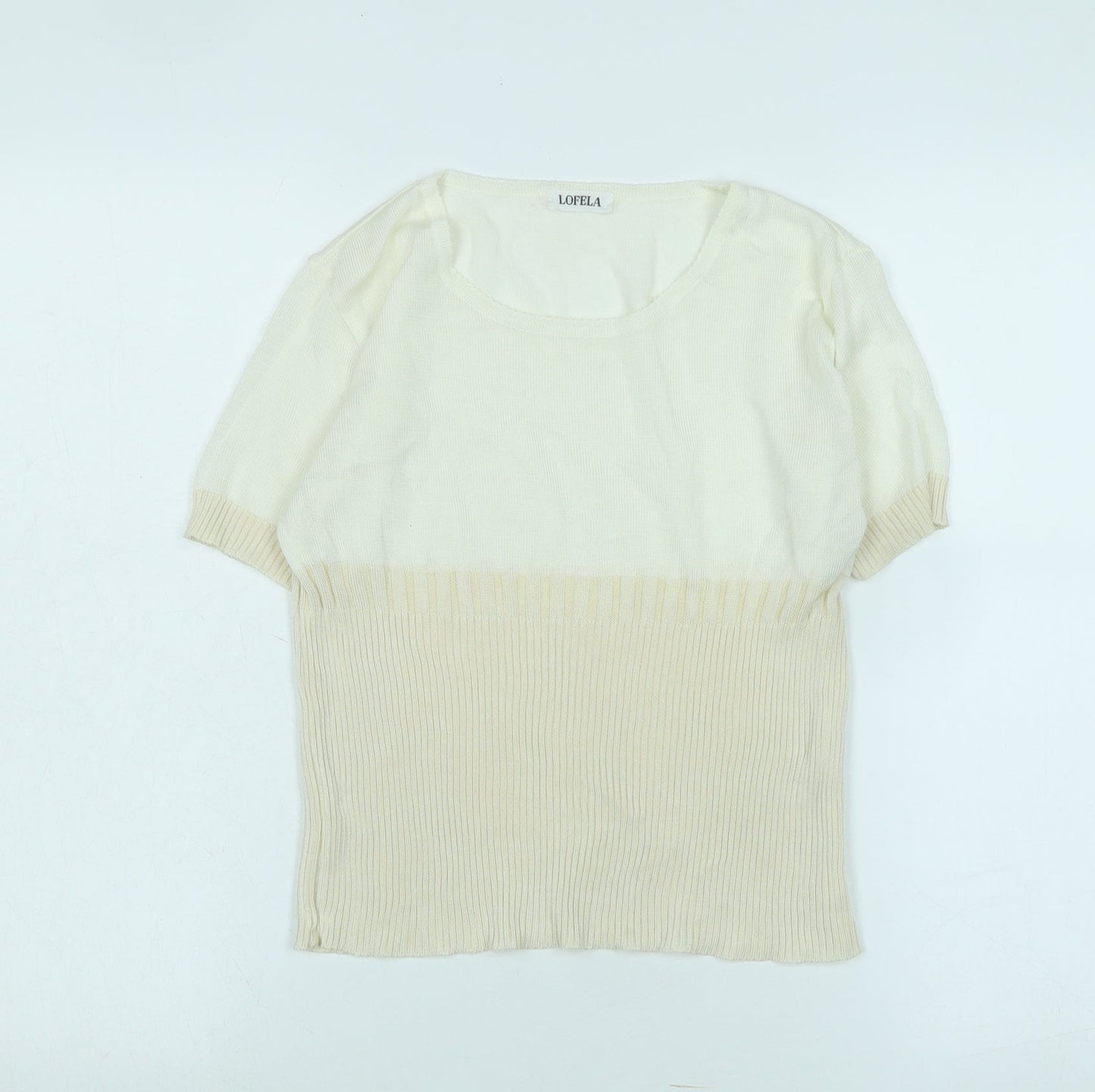 lofela Womens Ivory Scoop Neck Silk Blend Pullover Jumper Size S - Logo