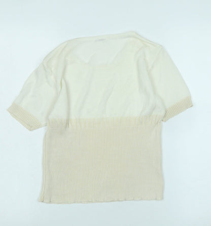 lofela Womens Ivory Scoop Neck Silk Blend Pullover Jumper Size S - Logo