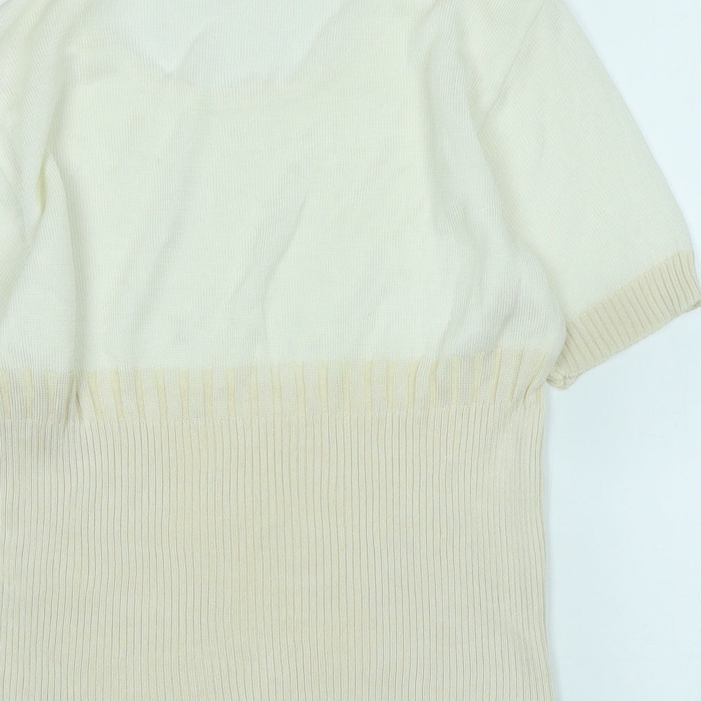 lofela Womens Ivory Scoop Neck Silk Blend Pullover Jumper Size S - Logo