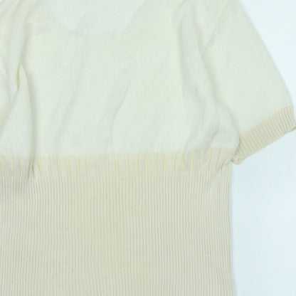 lofela Womens Ivory Scoop Neck Silk Blend Pullover Jumper Size S - Logo