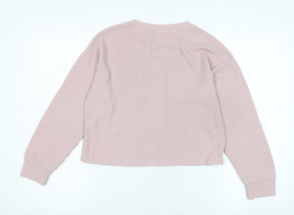 Disney Womens Pink Crew Neck Polyester Pullover Jumper Size XS - Logo - Thumper