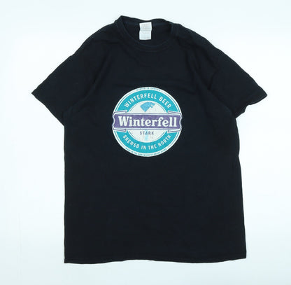 Winterfell Mens Black Cotton T-Shirt Size M Crew Neck - Logo - Winterfell Beer