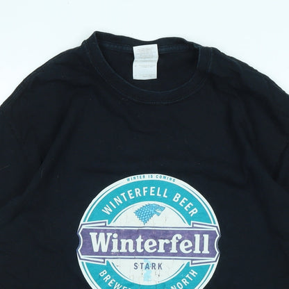 Winterfell Mens Black Cotton T-Shirt Size M Crew Neck - Logo - Winterfell Beer