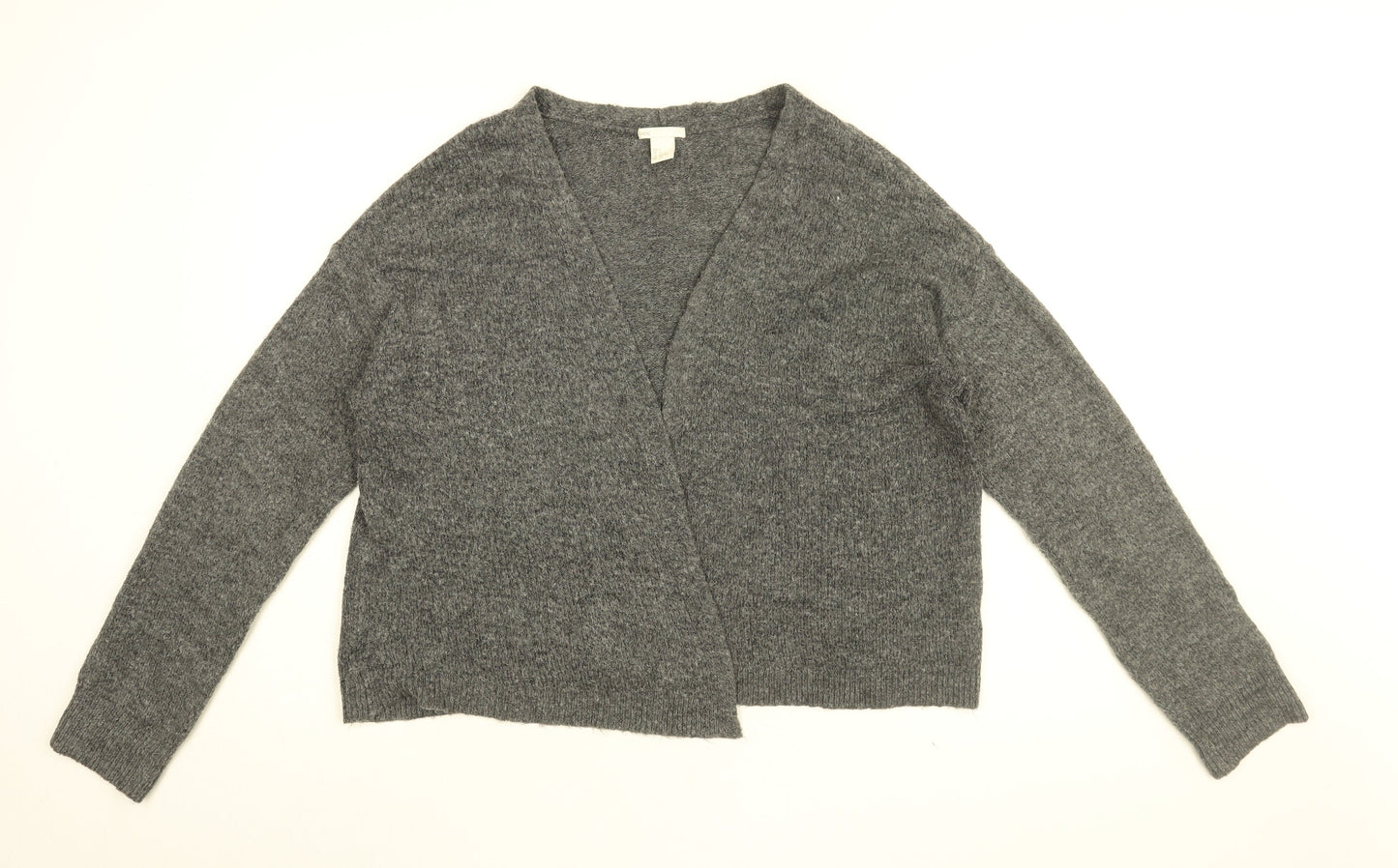 H&M Womens Grey V-Neck Acrylic Cardigan Jumper Size S