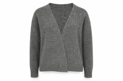 H&M Womens Grey V-Neck Acrylic Cardigan Jumper Size S