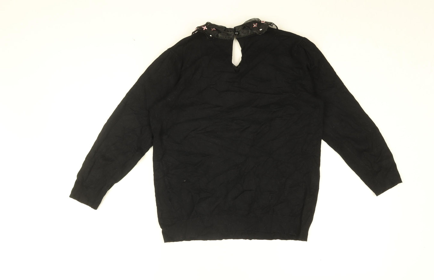 Womens UK Size 8 Red Herring Black Basic T-Shirt