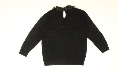 Womens UK Size 8 Red Herring Black Basic T-Shirt