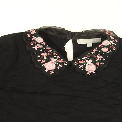 Womens UK Size 8 Red Herring Black Basic T-Shirt