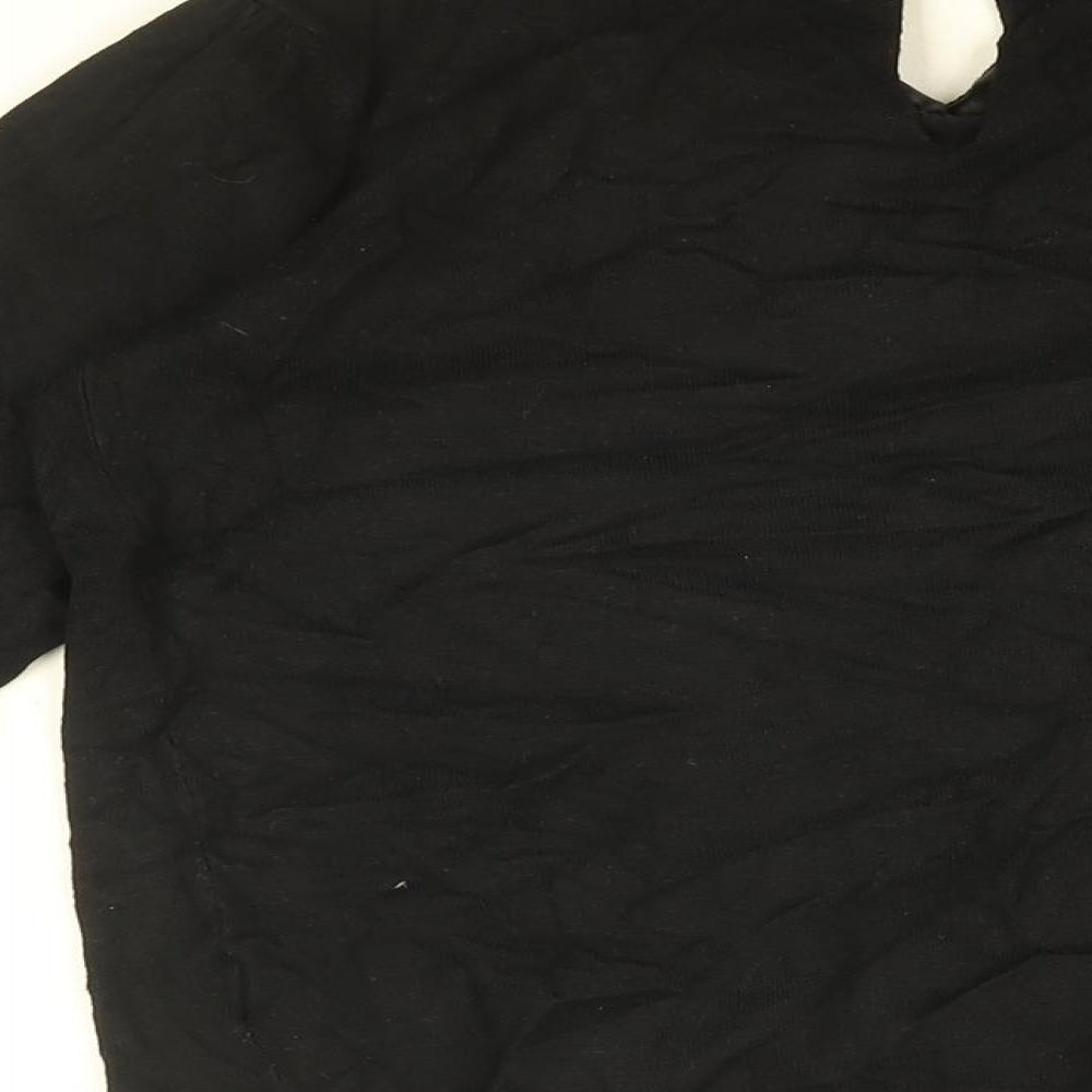 Womens UK Size 8 Red Herring Black Basic T-Shirt