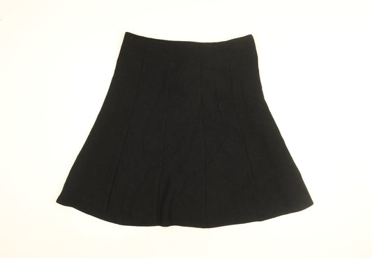 AMARANTO Womens Black Polyester Swing Skirt Size 14 Zip