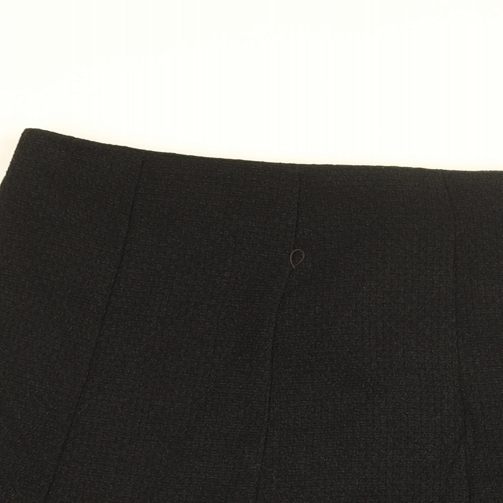 AMARANTO Womens Black Polyester Swing Skirt Size 14 Zip