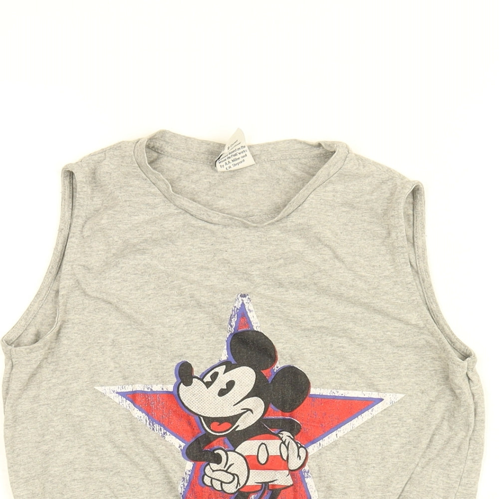 Womens UK Size 4 Disney Grey Cropped T-Shirt