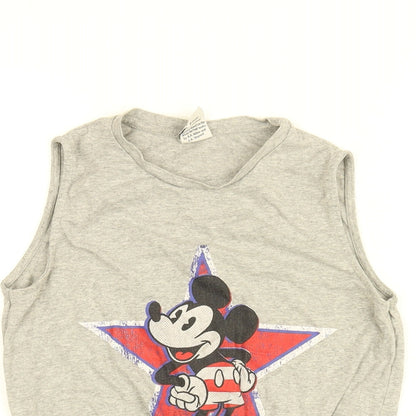 Womens UK Size 4 Disney Grey Cropped T-Shirt