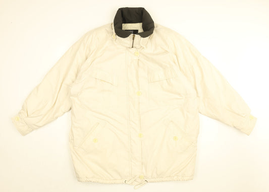 Towne Mens Ivory Overcoat Coat Size L Zip