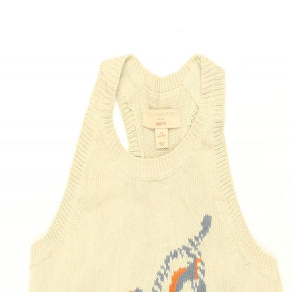 Gap Girls Beige Geometric Cotton Shift Size 8-9 Years Round Neck Pullover - Anchor Print