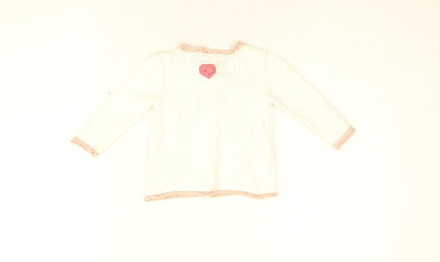 Tahari Girls White Geometric Cotton Cardigan Jumper Size 6-9 Months Button - Bunny Embroidery