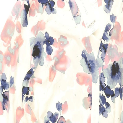 Evans Womens White Floral Polyester Shift Size 28 V-Neck Pullover