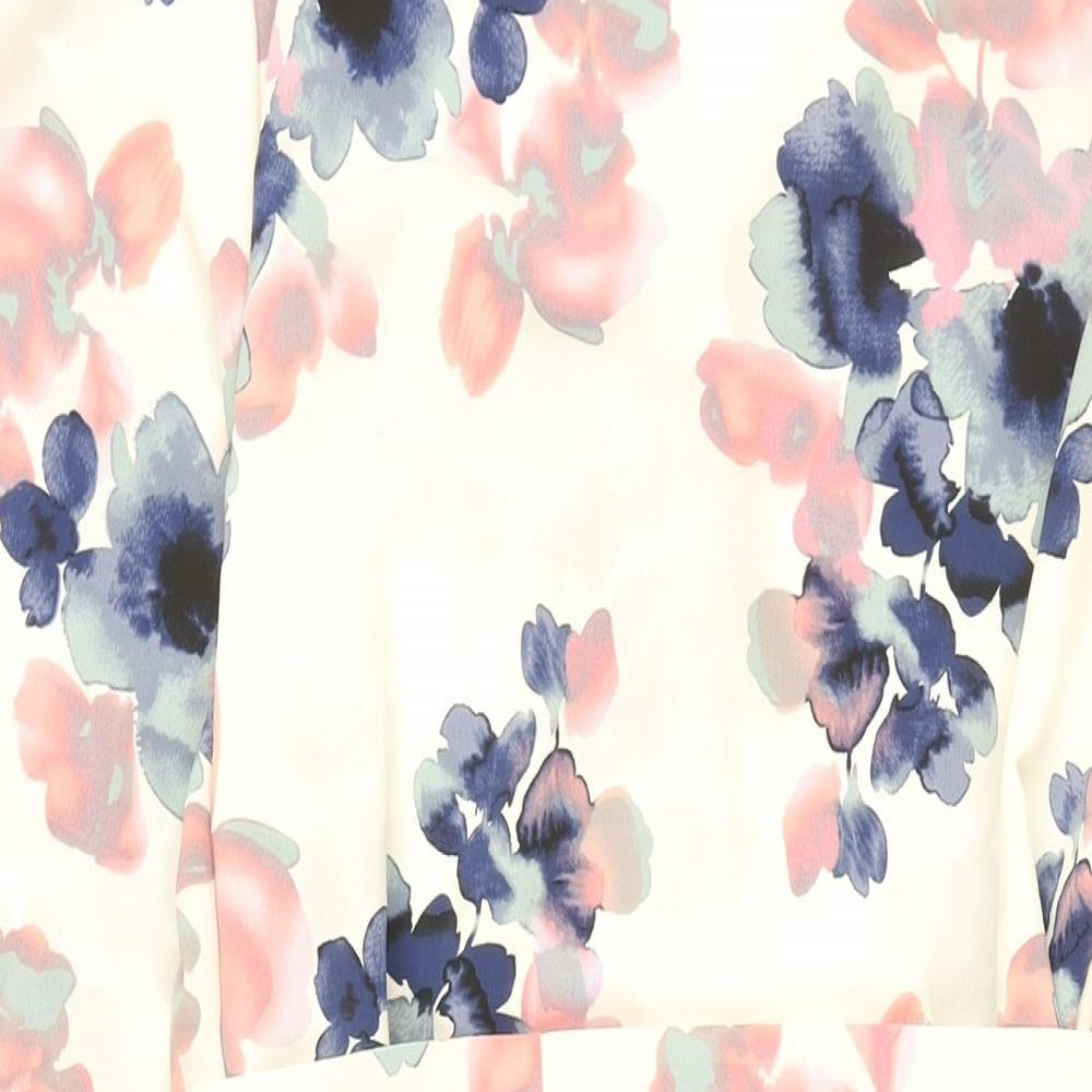 Evans Womens White Floral Polyester Shift Size 28 V-Neck Pullover