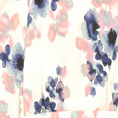 Evans Womens White Floral Polyester Shift Size 28 V-Neck Pullover