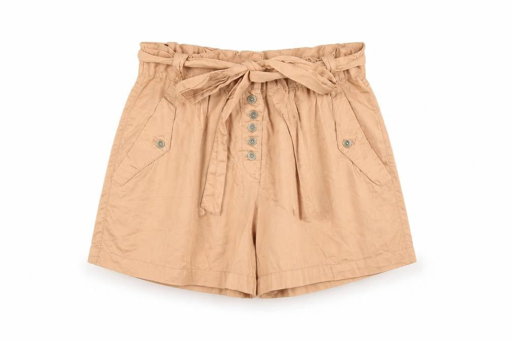 French Connection Womens Pink Cotton Paperbag Shorts Size 6 L5 in Regular Button - Belted