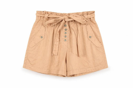 French Connection Womens Pink Cotton Paperbag Shorts Size 6 L5 in Regular Button - Belted