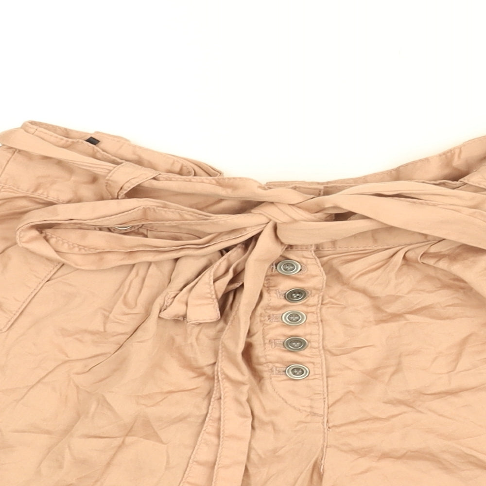 French Connection Womens Pink Cotton Paperbag Shorts Size 6 L5 in Regular Button - Belted