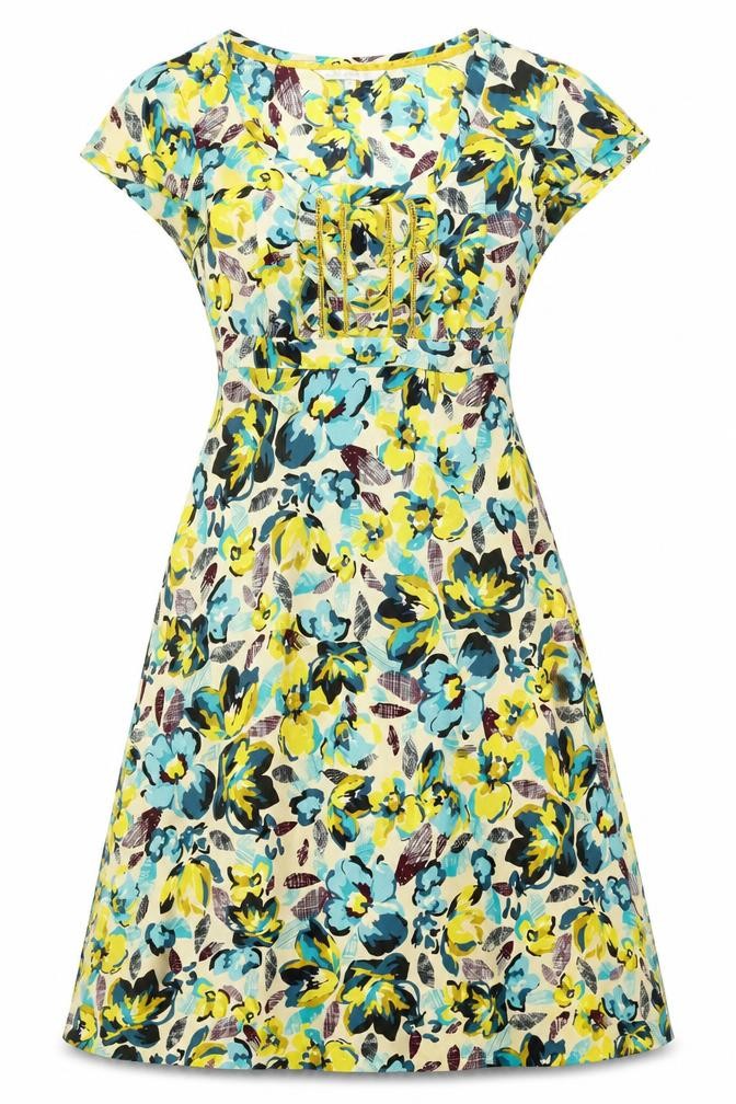Rocha John Rocha Womens Multicoloured Floral Polyester A-Line Size 8 Round Neck Pullover