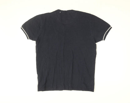 Denim & Flower Mens Blue Cotton T-Shirt Size M Round Neck
