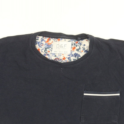 Denim & Flower Mens Blue Cotton T-Shirt Size M Round Neck