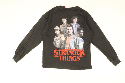 Stranger Things Girls Black Cotton Basic T-Shirt Size 11-12 Years Round Neck Pullover - STRANGER THINGS