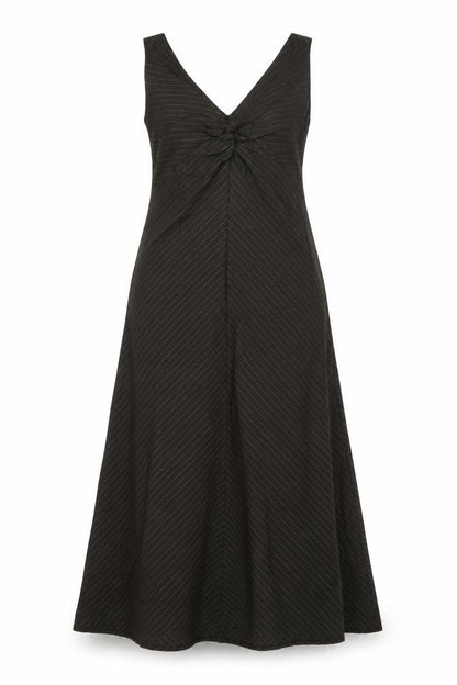 James Lakeland Womens Black Striped Polyester A-Line Size 14 V-Neck Zip