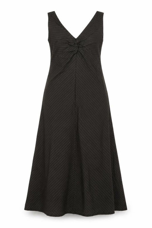James Lakeland Womens Black Striped Polyester A-Line Size 14 V-Neck Zip