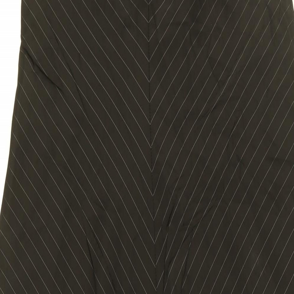 James Lakeland Womens Black Striped Polyester A-Line Size 14 V-Neck Zip